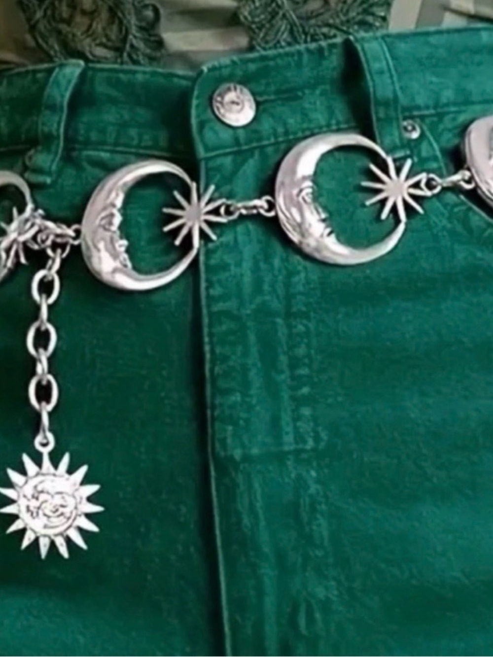 Silver Celestial Moon & Star Chain Belt